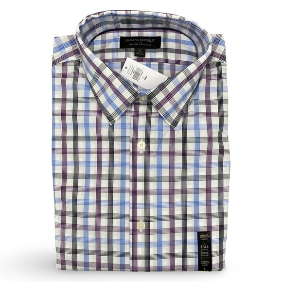 Banana Republic Factory White Slim Fit Button Down Shirt Size Large Tall NEW - Picture 2 of 10